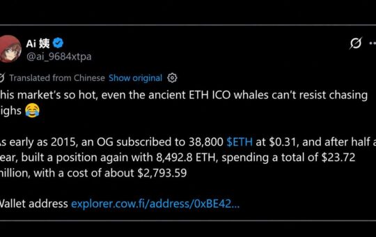 ICO Era Whale Buys ETH at $2,794 as Ethereum Price Now Sits At $2,720