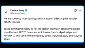 Kasplex KRC-20 Indexer Signature Bypass Drains Two Token Pools