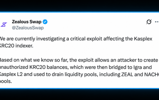 Kasplex KRC-20 Indexer Signature Bypass Drains Two Token Pools