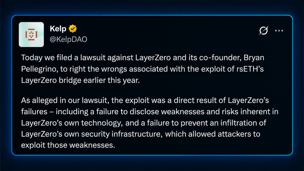 KelpDAO Takes Layerzero to Court Over a $292M Bridge Blowup