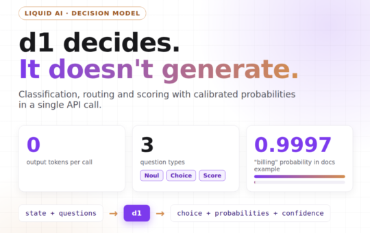 Liquid AI Releases d1: A Decision Model That Returns Calibrated Probabilities With Zero Output Tokens