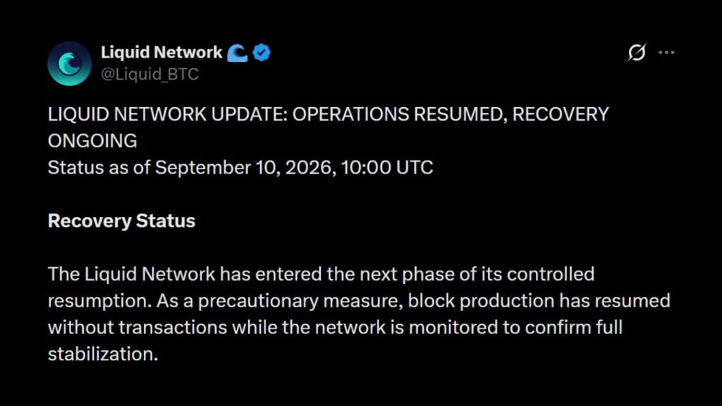 Liquid Network Resumes Block Production After 4,000 BTC Exploit – Bitcoin News