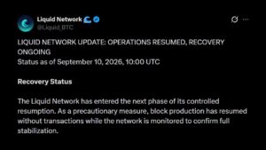 Liquid Network Resumes Block Production After 4,000 BTC Exploit – Bitcoin News