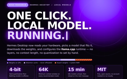 Nous Research Adds One-Click Local Model Setup to Hermes Desktop