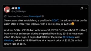 Quant Price Hit $373 This Week Then a 2019 Whale Cashed out $2 Million