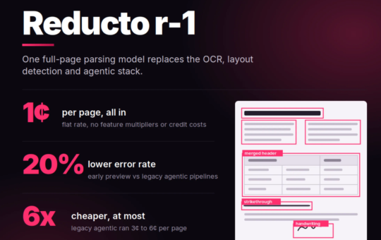 Reducto Releases r-1: A Single Pass Document Parsing Model That Cuts Errors 20% at 1 Cent Per Page