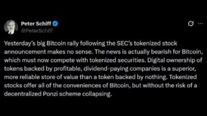 Schiff Warns Tokenized Stocks Will Siphon Liquidity From Bitcoin
