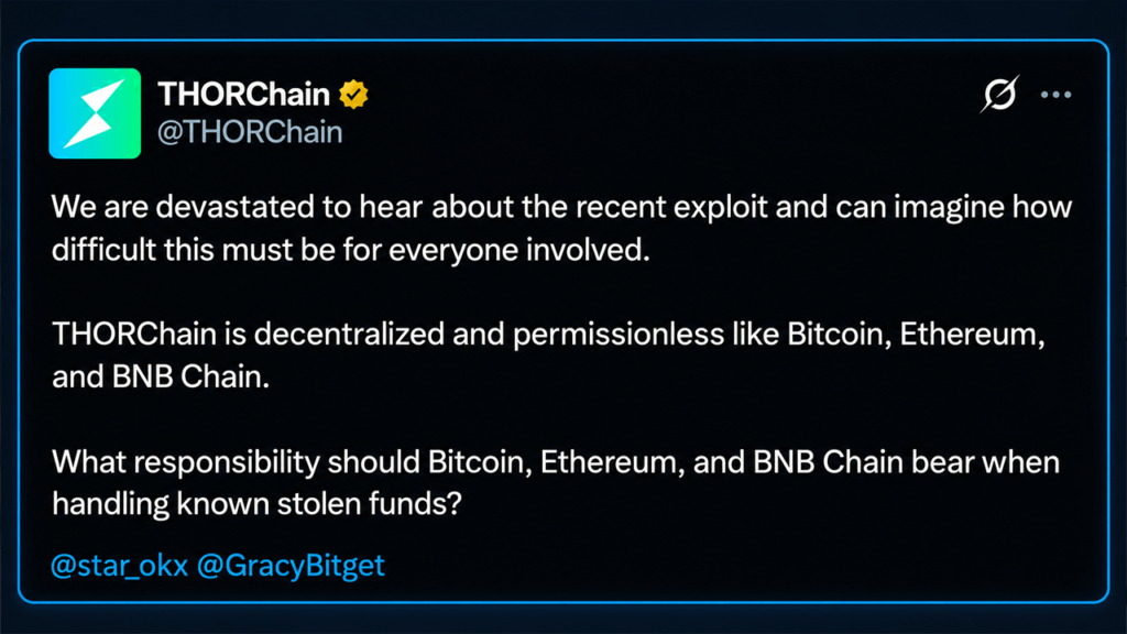 Thorchain Faces Heat as Bitget Hack Revives Bybit Controversy – Bitcoin News