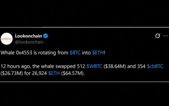Whale Sells 866 BTC for 26,924 ETH Hours Before Bitcoin Price Tanked – Bitcoin News