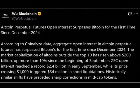 Zcash, XRP and Solana Bets Push Altcoin Leverage Past Bitcoin
