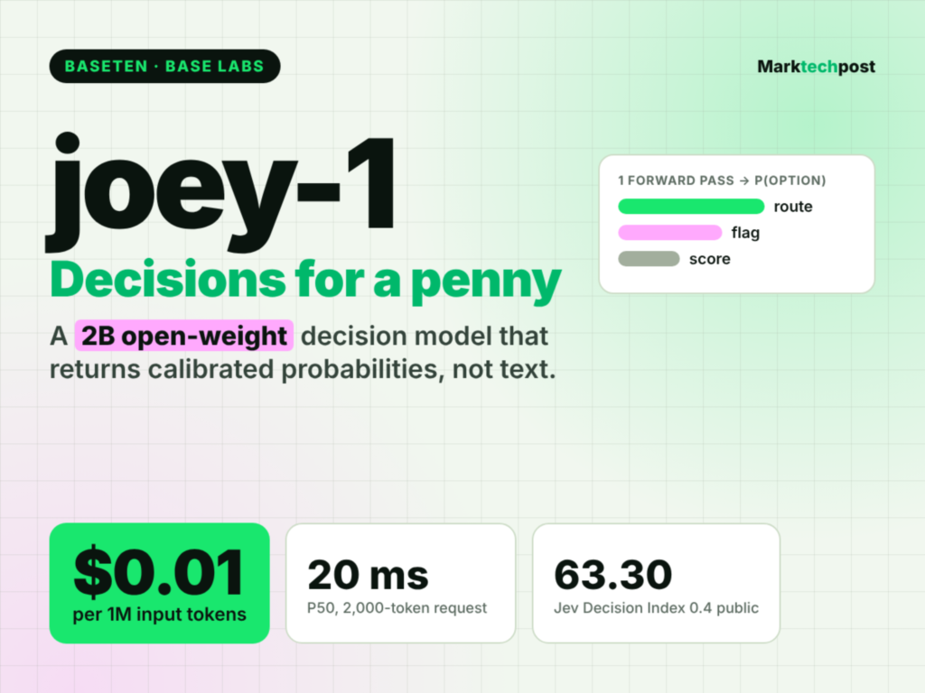 Baseten Releases joey-1, a 2B Decision Model at $0.01 per 1M Tokens