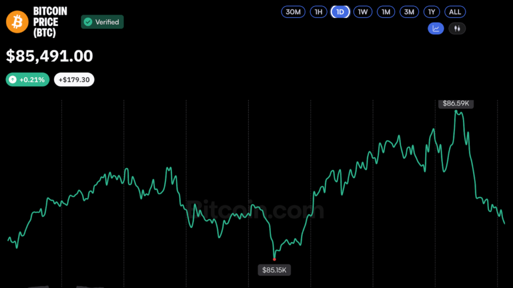 Bitcoin Price Holds October Gains After Two Surges Above $86K