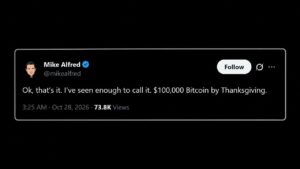 Bitcoin Price to $100,000 by Thanksgiving Says Popular Investor
