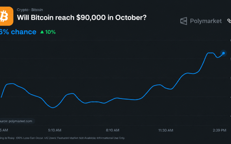 Bitcoin Price to Reach $90K in October? Polymarket Sets Odds at 60%