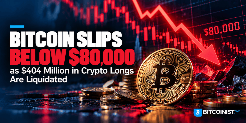 Bitcoin Slips Below $80,000 as $404 Million in Crypto Longs Are Liquidated