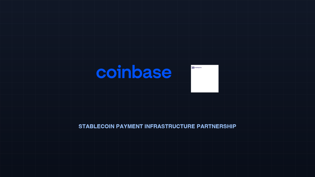 Coinbase and Marqeta official corporate logos representing payment infrastructure partnership