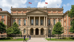 Architectural illustration of the Ontario Superior Court of Justice judicial building (Osgoode Hall) in Toronto, Canada