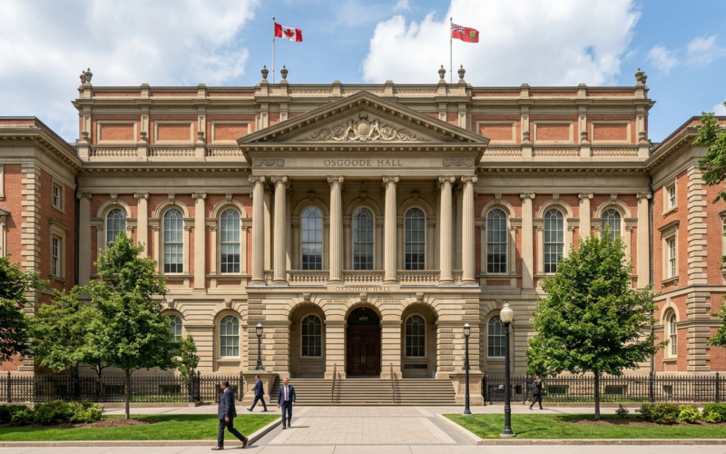 Architectural illustration of the Ontario Superior Court of Justice judicial building (Osgoode Hall) in Toronto, Canada