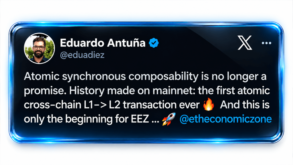 Ethereum Economic Zone Runs Atomic L1-L2 Transfer on Mainnet