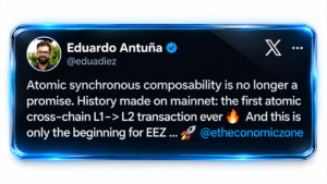 Ethereum Economic Zone Runs Atomic L1-L2 Transfer on Mainnet