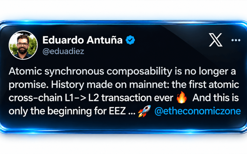 Ethereum Economic Zone Runs Atomic L1-L2 Transfer on Mainnet