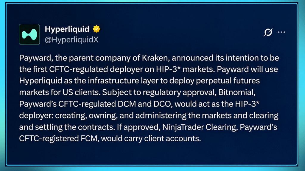 Kraken Parent Payward Eyes First CFTC-Regulated Hyperliquid Futures Market