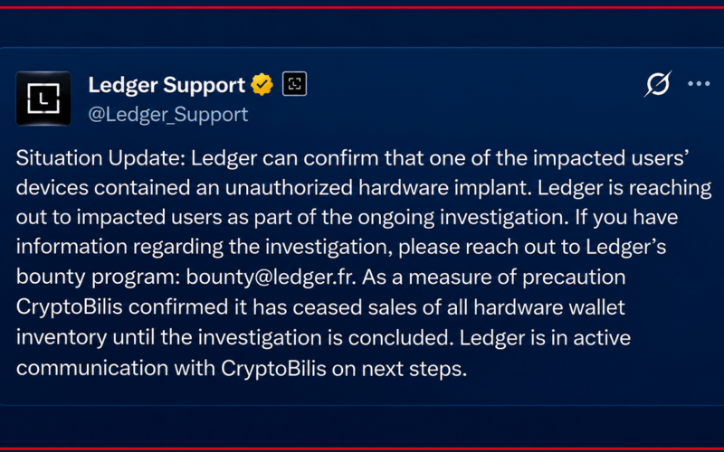 Ledger Confirms Hidden Hardware Implant in Affected User's Wallet