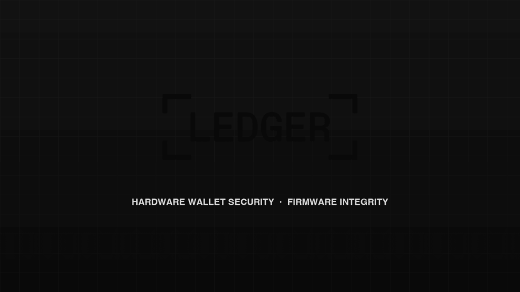 Ledger corporate brandmark and hardware wallet firmware security motif