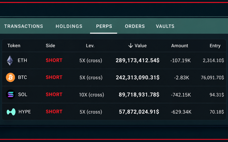 Linked Hyperliquid Giants Take Aim at Bitcoin, Ether With $1.58B in Crypto Shorts – Bitcoin News