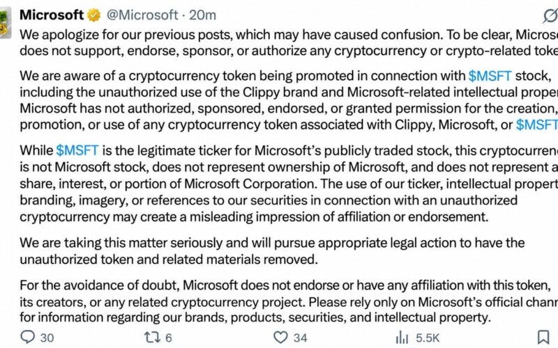 Microsoft's X Account Hijacked to Promote Clippy Meme Coin