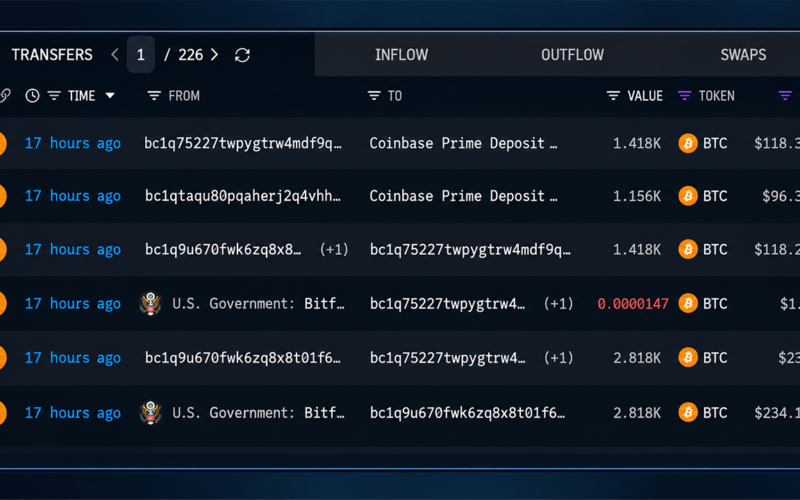 US Government Shifts $770M in Bitcoin as Mystery Wallets Emerge