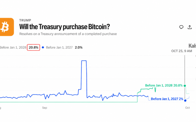 US Treasury Bitcoin Buy Odds Hit 21% on Kalshi but Few Are Betting