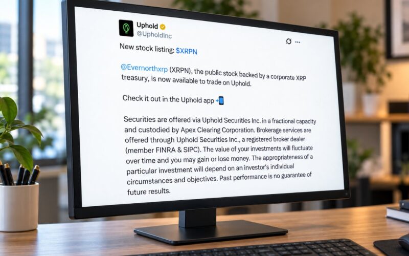 Uphold Lists Evernorth's XRPN Stock, Expanding XRP Treasury Access