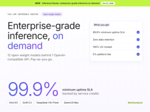 You.com Launches Inference Router: 12 Open-Weight Models With 99.9% Uptime SLA